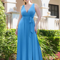 Shapewear Deep V-Neck Front Slit Goddess Maxi Dress