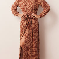 Skyler Cloud Jersey Banded Long Robe in Bengal