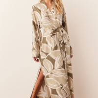 Kaia Cloud Jersey Kimono Robe in Fern