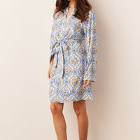Meadow Cloud Jersey Classic Short Robe in Villeroy
