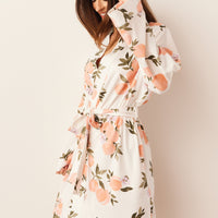 Meadow Cloud Jersey Classic Short Robe in Peaches & Cream