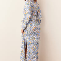Skyler Cloud Jersey Banded Long Robe in Villeroy