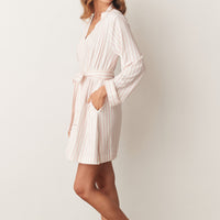 Meadow Cloud Jersey Classic Short Robe in Sweet Stripe