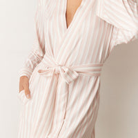 Meadow Cloud Jersey Classic Short Robe in Sweet Stripe
