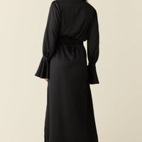 Juliette Luxe Satin Cuff Robe in Black