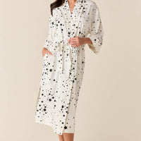 Vera Cloud Jersey Midi Robe in White Stars