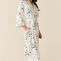 Vera Cloud Jersey Midi Robe in White Stars