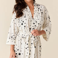 Vera Cloud Jersey Midi Robe in White Stars