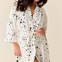 Vera Cloud Jersey Midi Robe in White Stars