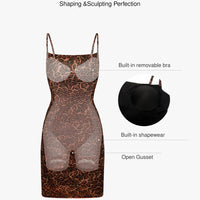 Popilush X Angela Shapewear Mesh Tummy Control Adjustable Strap Slip Dress