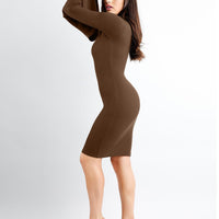 Shapewear Bell Sleeve Square Neck Slimming Midi Dress