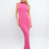 Shapewear Modal Cutaway Mock Neck Slimming Maxi Dress