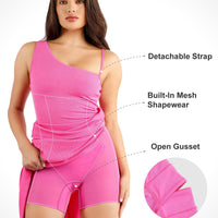 Shapewear Modal One Shoulder Front Slit Slimming Maxi Dress