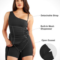 Shapewear Modal One Shoulder Front Slit Slimming Maxi Dress