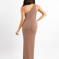 Shapewear Modal One Shoulder Front Slit Slimming Maxi Dress