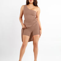 Shapewear Modal One Shoulder Front Slit Slimming Maxi Dress