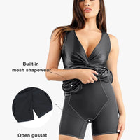 Shapewear Shine Deep V-Neck Bias Twist Hourglass Maxi Dress