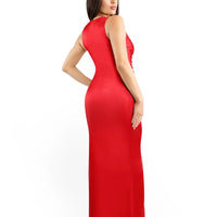 Shapewear Shine Deep V-Neck Bias Twist Hourglass Maxi Dress