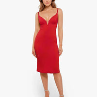 Shapewear Two-in-One Heat-Set Crystal Mesh Slim Midi Dress