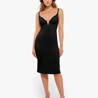 Shapewear Two-in-One Heat-Set Crystal Mesh Slim Midi Dress
