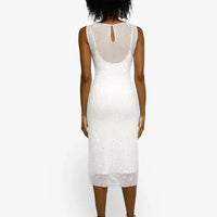 Shapewear Two-in-One Heat-Set Crystal Mesh Slim Midi Dress