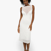 Shapewear Two-in-One Heat-Set Crystal Mesh Slim Midi Dress