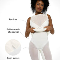 Shapewear Two-in-One Heat-Set Crystal Mesh Slim Midi Dress