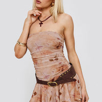 Minxie Strapless Playsuit Pink Floral