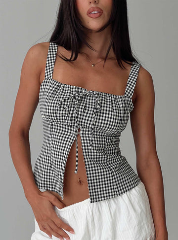 Modern Girl Top Black Gingham
