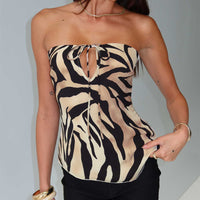 I Wonder Strapless Cut Out Top Tiger