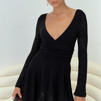 Nautia Long Sleeve Romper Black
