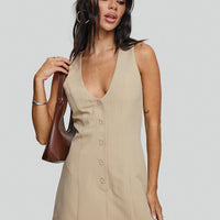 Damico Romper Beige Pinstripe