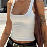 Baseline Square Neck Rib Tank Top White