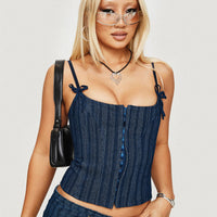 Charismatic Denim Corset Dark Pinstripe