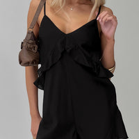 Diamonds Dancing Ruffle Detail Playsuit Black