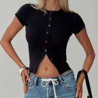 Suzu Knit Top Black