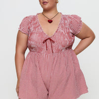 Wescott Gingham Playsuit Red / White Curve