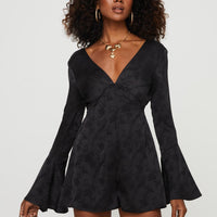 Fonda Long Sleeve Romper Black