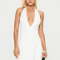 Hollywood Hills Plunge Neck Playsuit White