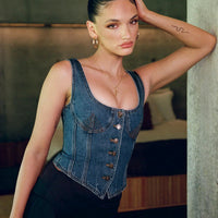 After Hours Corset Top Denim