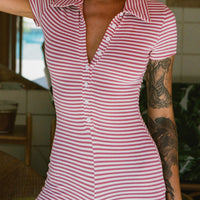 Lola Romper Red Stripe
