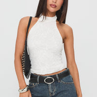 Hotter Than Fire Lace Halter Top White