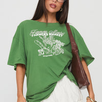 Farmers Market Oversized Graphic Tee Green