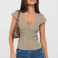 Indulgence Corset Top Beige Check