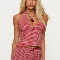 Whimsy Halter Top Red Gingham