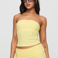Baseline Strapless Rib Top Yellow