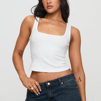 Baseline Square Neck Rib Tank Top White
