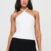 Baseline Halter Rib Top White