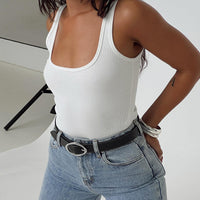 Baseline Square Neck Rib Tank Top White