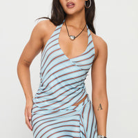 Fayez Top Diagonal Blue Stripe